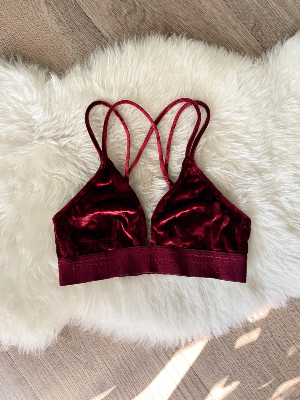 pink victoria’s secret bralette crop top in red maroon